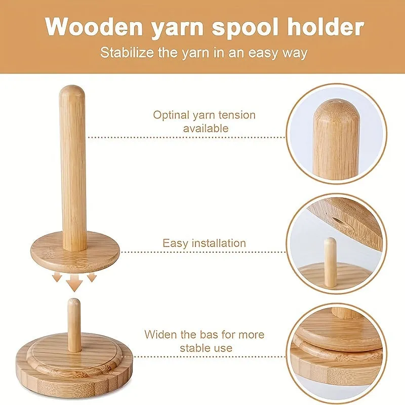 Wooden Yarn Holder Knitting Essential with Twirling Mechanism