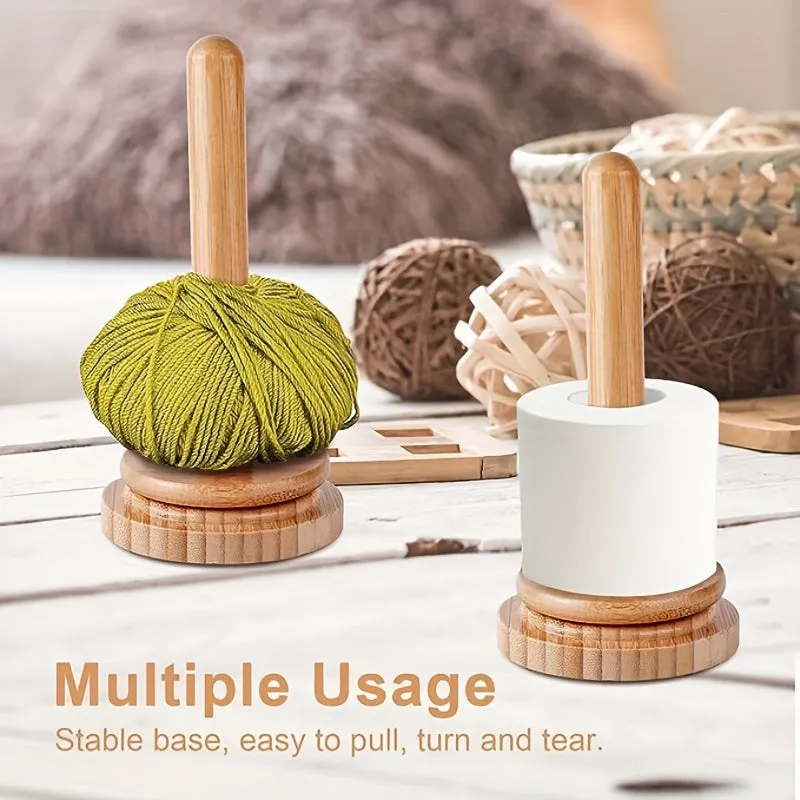 Wooden Yarn Holder Knitting Essential with Twirling Mechanism