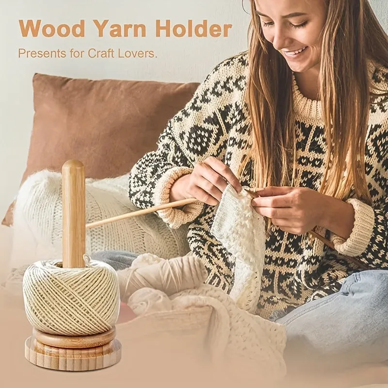 Wooden Yarn Holder Knitting Essential with Twirling Mechanism